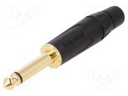 Connector: Jack 6,3mm; plug; male; mono; ways: 2; straight; black AMPHENOL