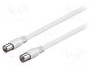 Cable; 2m; coaxial 9.5mm socket,coaxial 9.5mm plug; PVC; white Goobay