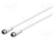 Cable; 1m; F plug,both sides; PVC; white; 75Ω Goobay