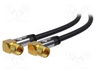 Cable; 1m; F plug angular,both sides; PVC; shielded connectors 