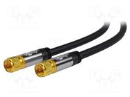 Cable; 1m; F plug,both sides; PVC; shielded connectors; black; 75Ω Goobay