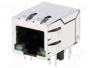 Connector: RJ45; socket; PIN: 8; shielded,with LED; Layout: 8p8c 