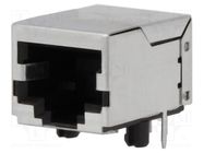 Connector: RJ45; socket; PIN: 8; shielded; Layout: 8p8c; on PCBs; THT BEL FUSE