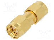 Coupler; SMA male,both sides; straight; 50Ω; PTFE; gold-plated 