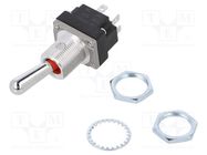 Switch: toggle; Pos: 2; DPDT; (OFF)-ON; 5A/28VAC; Leads: screw; MT HONEYWELL