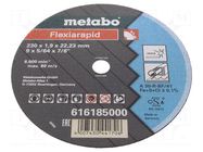 Cutting wheel; Ø: 230mm; Øhole: 22.23mm; Disc thick: 1.9mm METABO