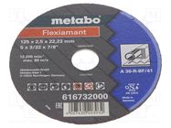 Cutting wheel; Ø: 125mm; Øhole: 22.23mm; Disc thick: 2.5mm; steel METABO