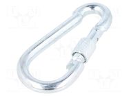 Carabiner; steel; for rope; L: 80mm; zinc; 8mm; with protection DROMET