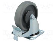 Transport wheel; Ø: 125mm; W: 32mm; H: 156mm; torsional with lock RADER