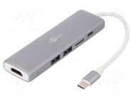 Adapter; USB 3.0; white; grey; aluminium Goobay