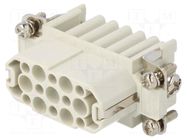 Connector: HDC; contact insert; female; S-D; PIN: 15; size 10A; 10A MOLEX