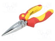 Pliers; insulated,half-rounded nose; steel; 160mm; 1kVAC; blister 