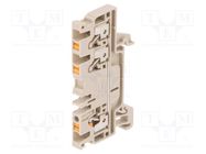 Splice terminal: rail; 2.5mm2; ways: 1; terminals: 3; beige; wemid WEIDMÜLLER