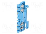 Splice terminal: rail; 1.5mm2; ways: 1; terminals: 4; blue; wemid WEIDMÜLLER