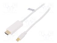 Cable; DisplayPort 1.2; HDMI plug,mini DisplayPort plug; 2m LOGILINK