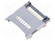 Connector: for cards; microSD; with hinged cover; SMT; gold flash 