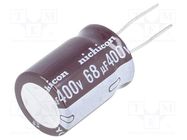 Capacitor: electrolytic; THT; 68uF; 400VDC; Ø18x25mm; Pitch: 7.5mm NICHICON