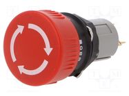 Switch: emergency stop; 16mm; Stabl.pos: 2; NC x2; red; none; IP65 