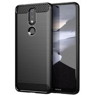 Carbon Case Flexible Cover TPU Case for Nokia 2.4 black, Hurtel