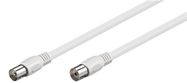 Antenna Cable (Class A, >85 dB), Double Shielded, 1.5 m, white - coaxial plug > coaxial socket (fully shielded)