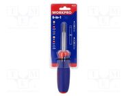 Kit: screwdrivers; Phillips,slot; Size: PH1,PH2,SL 1/4",SL 3/16" Workpro