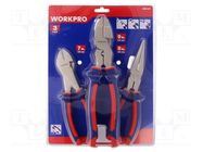 Kit: pliers; cutting,flat,universal; 3pcs. Workpro