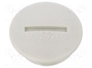 Stopper; M25; 1.5; polystyrene; light grey; 8mm 