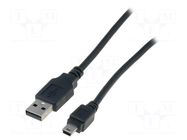 Cable; USB 2.0; USB A plug,USB B mini plug; nickel plated; 1m DIGITUS