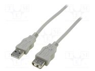 Cable; USB 2.0; USB A socket,USB A plug; nickel plated; 1.8m DIGITUS