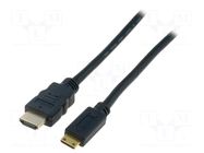 Cable; HDMI plug,mini HDMI plug; 2m; black; HDMI 1.3 DIGITUS