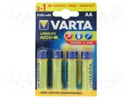 Re-battery: Ni-MH; AA; 1.2V; 2100mAh; LONGLIFE; blister; 4pcs. VARTA