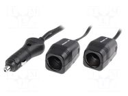 Cigarette lighter socket extension cord; Sup.volt: 7÷12VDC SCI