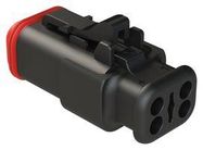 PLUG W/STRAIN RELIEF END CAP, 4POS, BLK