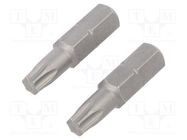 Screwdriver bit; Torx®; TX25; Overall len: 25mm; 2pcs; STANDARD WIHA