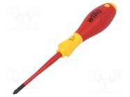 Screwdriver; insulated,slim; Phillips; PH1; Blade length: 80mm WIHA