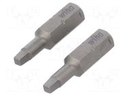 Screwdriver bit; square; RB1; Overall len: 25mm; 2pcs; STANDARD WIHA