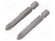 Screwdriver bit; Phillips; PH2; Overall len: 50mm; 2pcs. WIHA