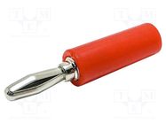 Connector: 4mm banana; plug; 15A; 1kVAC; red; non-insulated; 40.4mm MUELLER ELECTRIC