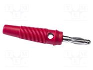 Connector: 4mm banana; plug; 24A; 30VAC; 60VDC; red; 60mm; screw MUELLER ELECTRIC