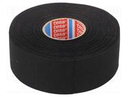 Tape: textile; W: 38mm; L: 25m; Thk: 0.3mm; Automotive; black; 150°C TESA