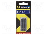 Screwdriver bit; Phillips; PH2; Overall len: 50mm; 3pcs. C.K