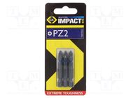 Screwdriver bit; Pozidriv®; PZ2; Overall len: 50mm; 3pcs. C.K