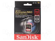 Memory card; Extreme Pro; SDXC; R: 170MB/s; W: 90MB/s; UHS I U3 V30 SANDISK