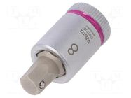 Socket; Hex Plus key,socket spanner; HEX 8mm; 3/8"; Zyklop WERA