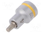 Socket; Hex Plus key,socket spanner; HEX 4mm; 3/8"; Zyklop WERA