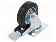 Transport wheel; Ø: 100mm; W: 25mm; H: 128mm; torsional with lock RADER