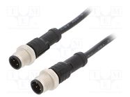 Cable: for sensors/automation; PIN: 4; M12-M12; 1m; plug; plug; 250V AMPHENOL LTW