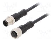 Cable: for sensors/automation; PIN: 5; M12-M12; 1m; plug; plug; 60V AMPHENOL LTW