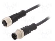 Cable: for sensors/automation; PIN: 8; M12-M12; 1m; plug; plug; 30V AMPHENOL LTW