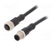 Cable: for sensors/automation; plug; PIN: 10; M12 male,M12 female AMPHENOL LTW